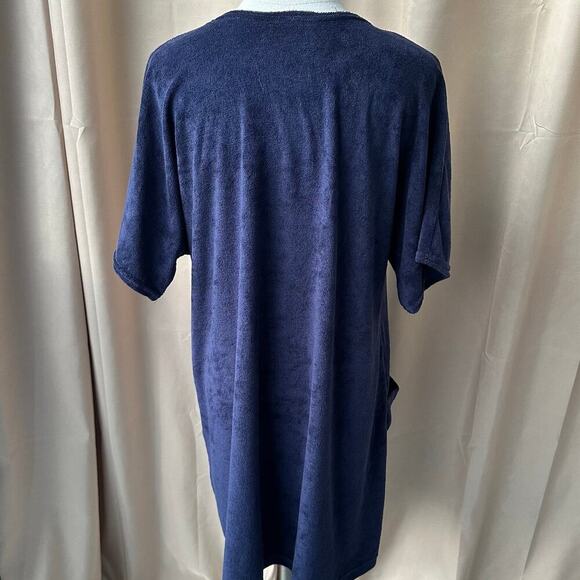 Gloria's Fashions Navy, Terry Cloth, Fish Embroidered, Short Sleeve Robe- M - Picture 3 of 11
